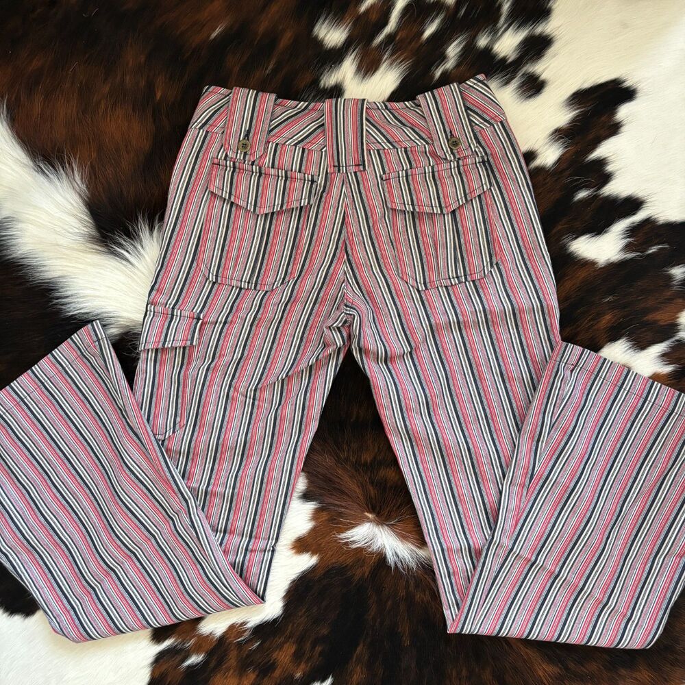 2000s Does 70s Low-Waisted Striped Bell-Bottom Pants